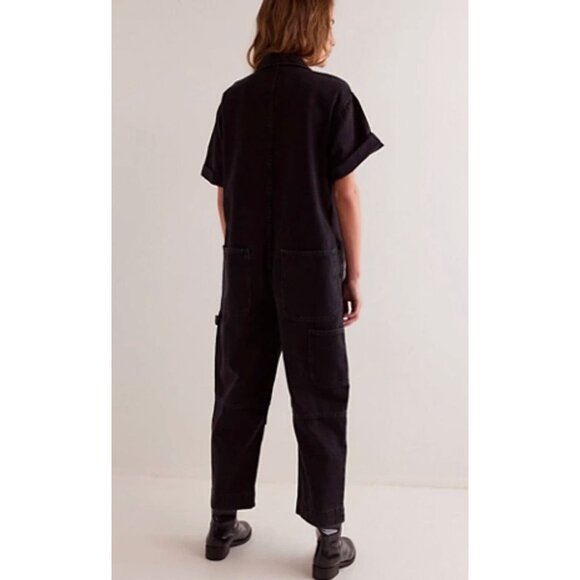 Free People We The Free Golden Days Jumpsuit Size XS Black Denim Overalls - Picture 2 of 5